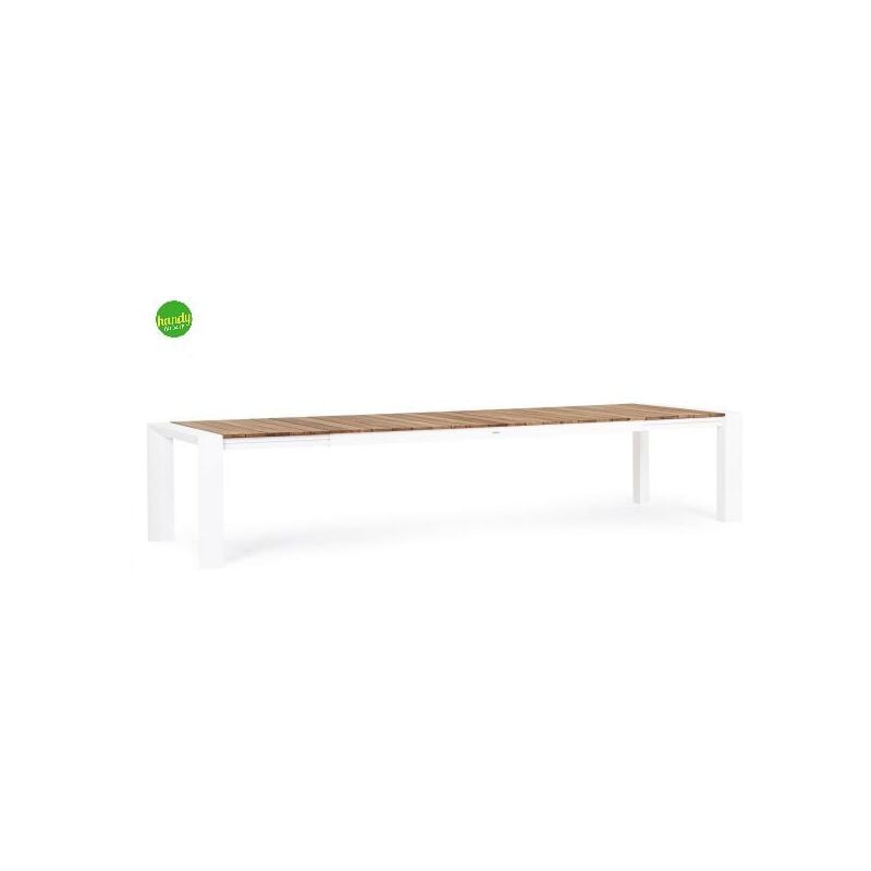 foto del prodotto bizzotto tavolo allungabile cameron con struttura in alluminio, piano in teak, stile moderno 253 384 cm bianco