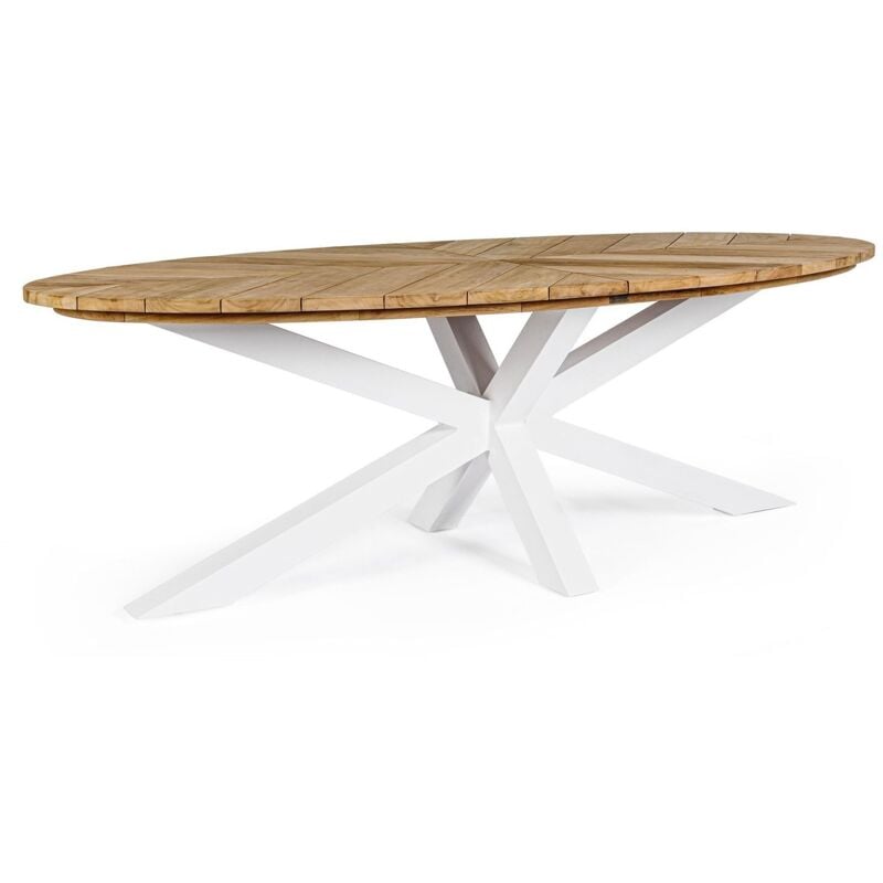 foto del prodotto bizzotto tavolo ovale palmdale con piano in legno teak, gambe in alluminio, per esterno antracite 160 cm