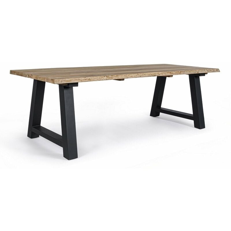 foto del prodotto bizzotto tavolo rettangolare rolland nero, con piano in legno teak, gambe in alluminio, per esterno