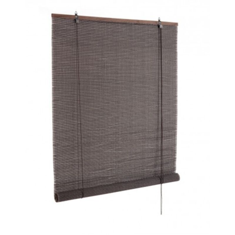 foto del prodotto bizzotto tenda anna nero in bamboo, barre in legno e filo di poliestere copertura 75 90x180h