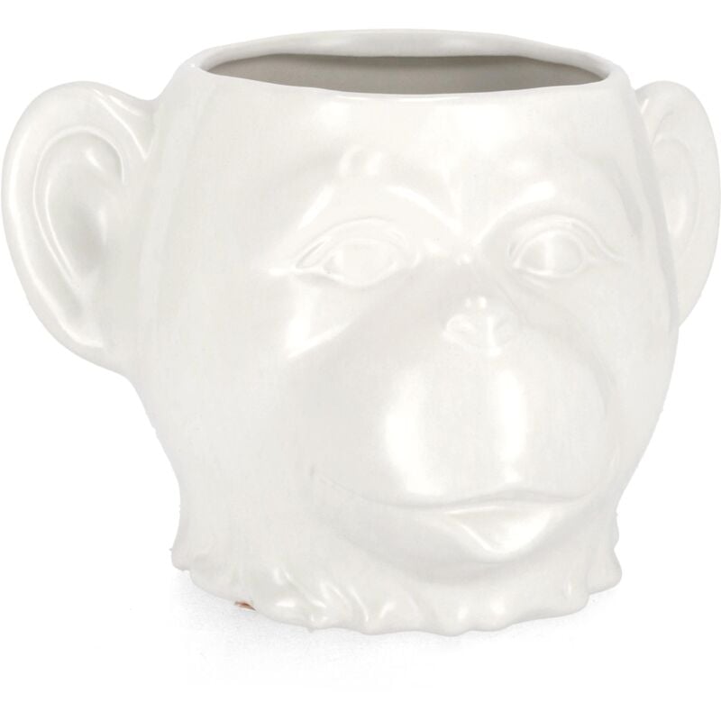 foto del prodotto bizzotto vaso jaiden scimmia di colore bianco e marrone, dolomiti per uso interno ed esterno 25 x 23,3 x h 16,5cm bianco