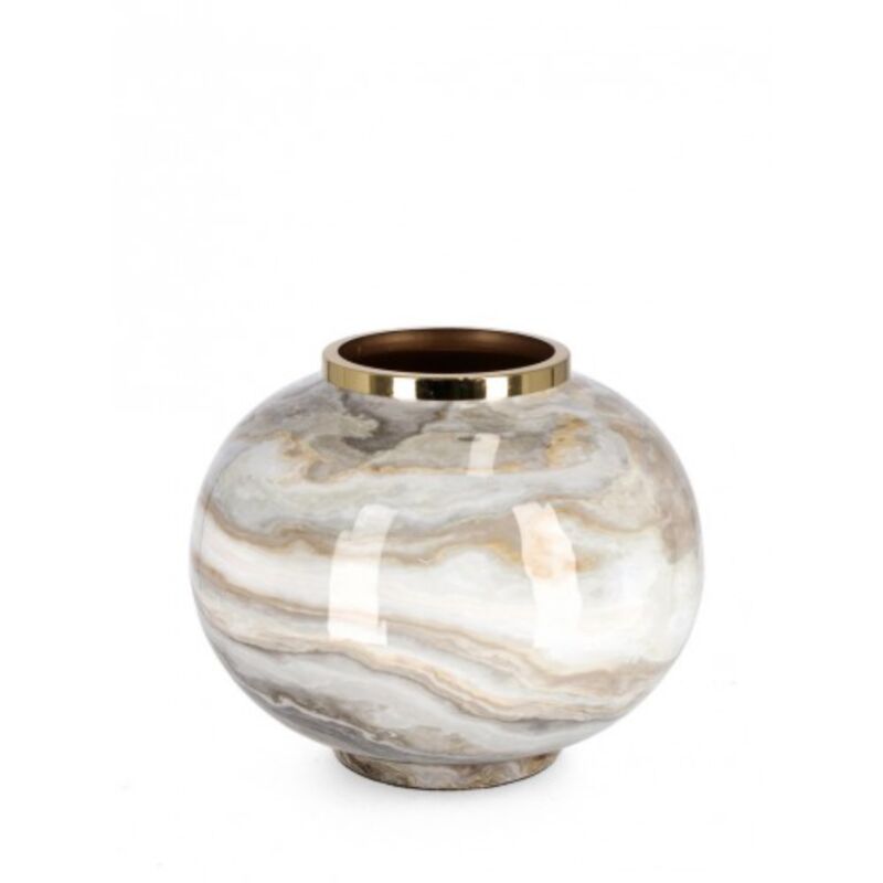 foto del prodotto bizzotto vaso marsha bomb bianco grigio oro in metallo prodotto a mano 28x25h
