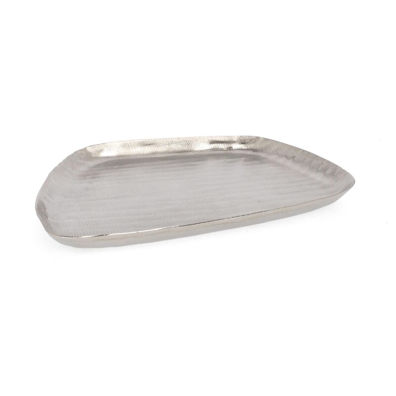 foto del prodotto bizzotto vassoio decorativo chisel antracit in alluminio artigianale decorativo 30 x 28 x h 2.5 cm argento
