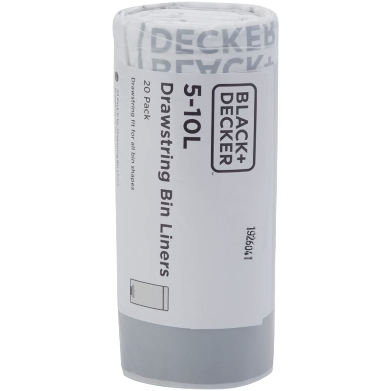 foto del prodotto black decker 60909 sacchetti della spazzatura da 5 10 l con nastro, confezione da 20, bianco, white, 5 10l bin liner