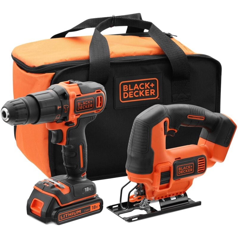 foto del prodotto black decker black decker bck22s1s set trapano avvitatore a batteria agli ioni di litio da 18 v, 1,5 ah, con trapano avvitatore e custodia da 18 v