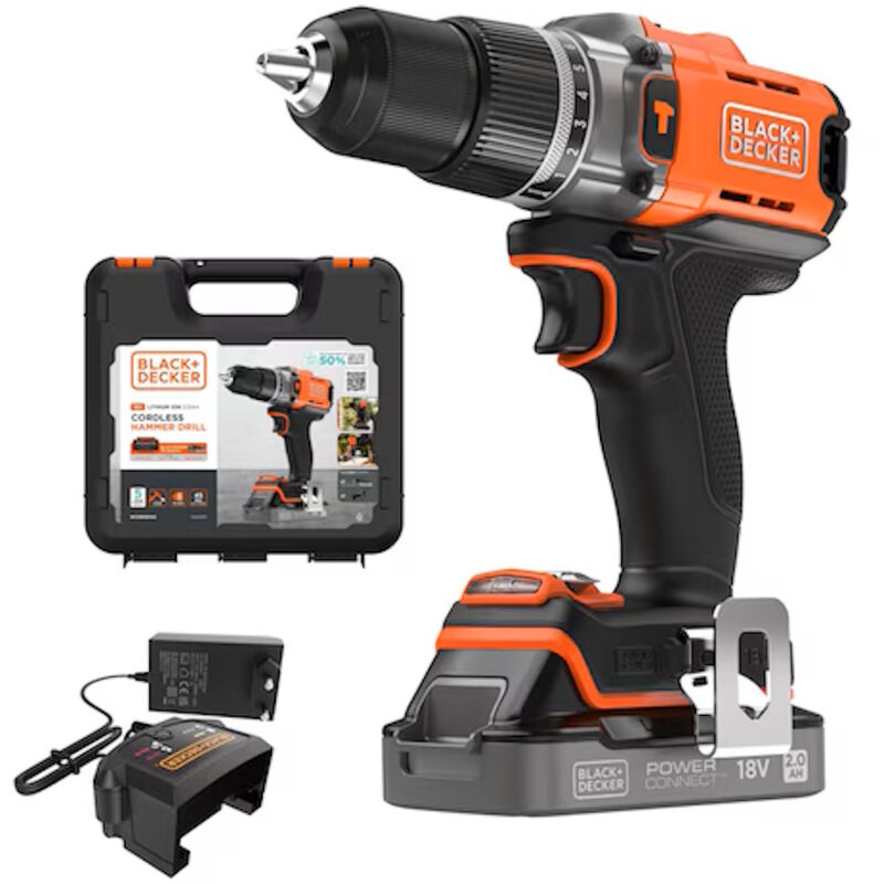 foto del prodotto black decker black decker trapano avvitatore a percussione a batteria 18v 2.0 ah in valigetta