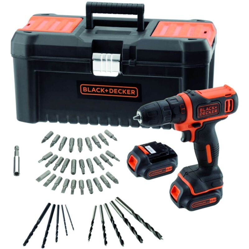 foto del prodotto black decker black decker trapano avvitatore bdcdd121bka qw 10,8v 2 batterie 1,5 ah valig. 40 acc.