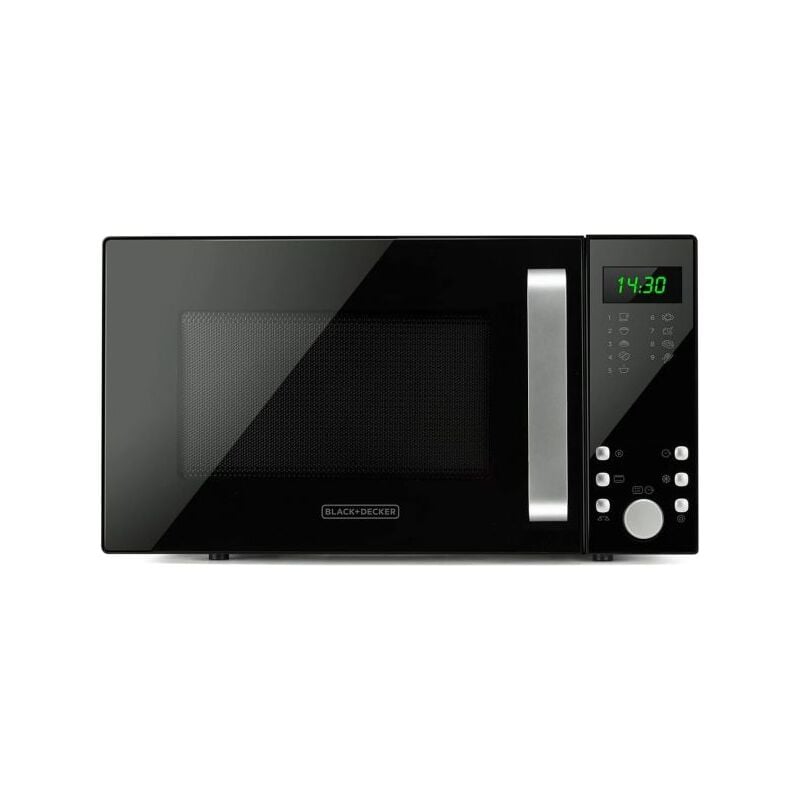 foto del prodotto black decker bxmz900e, forno a microonde con grill, 23l, 900w di potenza, 1000w grill, 5 livelli di potenza, funzione grill, scongelamento, timer 95min, menu automatico 9 rcette, 2 funzioni combinate