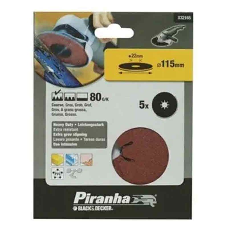 foto del prodotto black decker dischi abrasivi 115 mm per smerigliatrici angolari grana 80 pz 5 black e decker