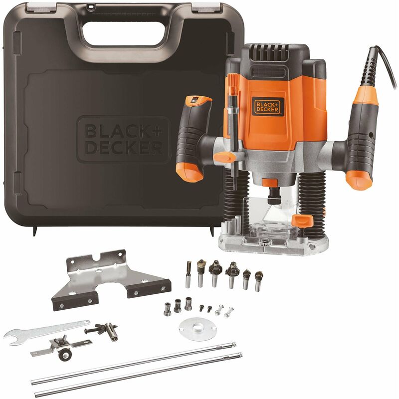 foto del prodotto black decker fresatrice elettrica verticale 1200 watt con 6 frese assortite kw1200eka