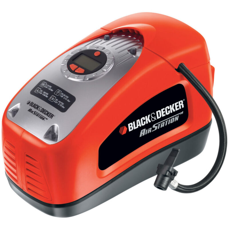 foto del prodotto black decker gonfiatore compressore a filo 11 bar 160 psi 220 v o accendisigari a 12v fornito con 1 ago e 2 punte asi300 qs 