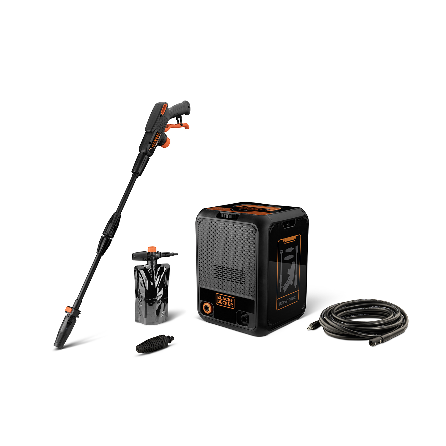 foto del prodotto black+decker idropulitrice bxpw1900c, compatta, ad alta pressione, per auto ed esterni casa, pressione max. 150 bar, portata max. 460 l/h, potenza assorbita 1900 w