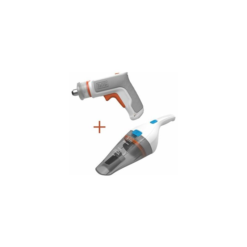 foto del prodotto black decker kit cacciavite esagonale 3,6v aspirabriciole 3,6v bcknvcrta01 qw black decker