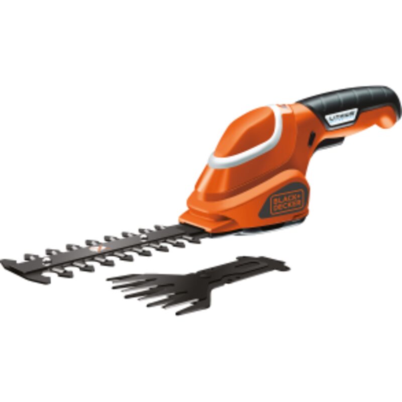 foto del prodotto black decker kit cesoia sfoltirami gsl700 funzionamento con batteria a litio 7 v 1,2 ah tagliasiepi elettrica