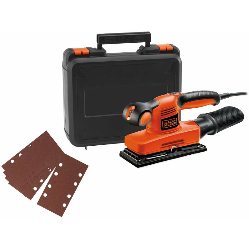 foto del prodotto black decker levigatrice orbitale 240w 15000 giri min valigetta 5 fogli carta abrasiva ka320eka