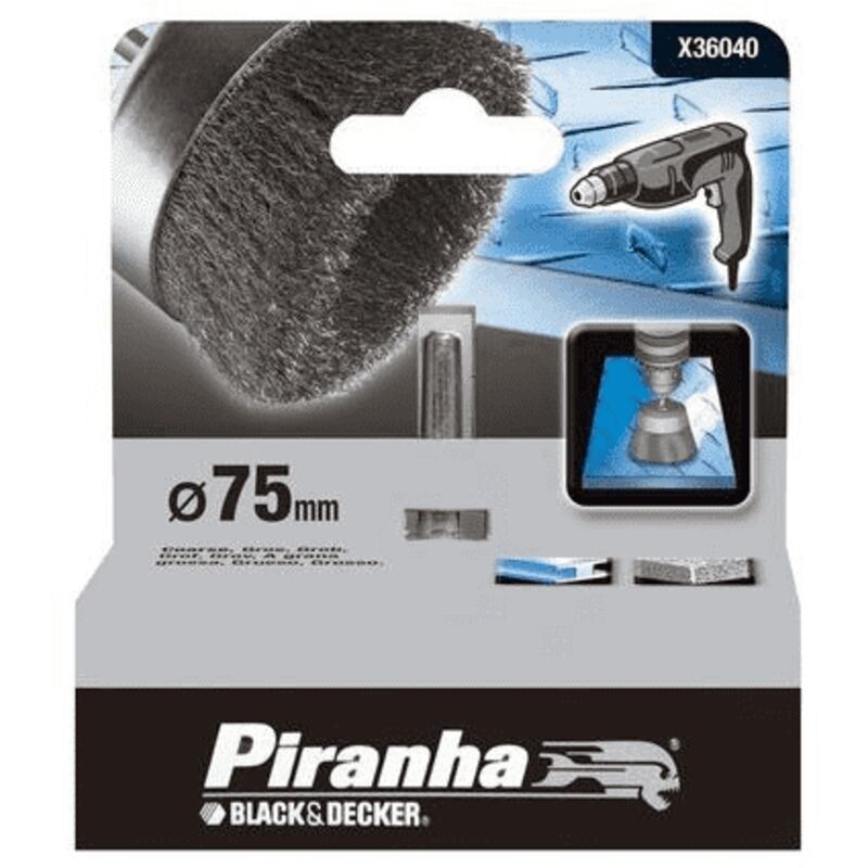 foto del prodotto black decker piranha spazzola a tazza mm75 in acciaio x36040
