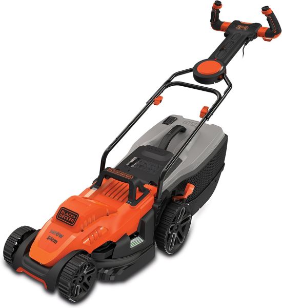 foto del prodotto black decker rasaerba 1400 w, larghezza taglio 34 cm, 6 alt. taglio 20 70 mm, e drive, capacita 39 cesto 40 l, innovativa impugnatura easy steer per la massima manovrabilita 39 bemw461es qs