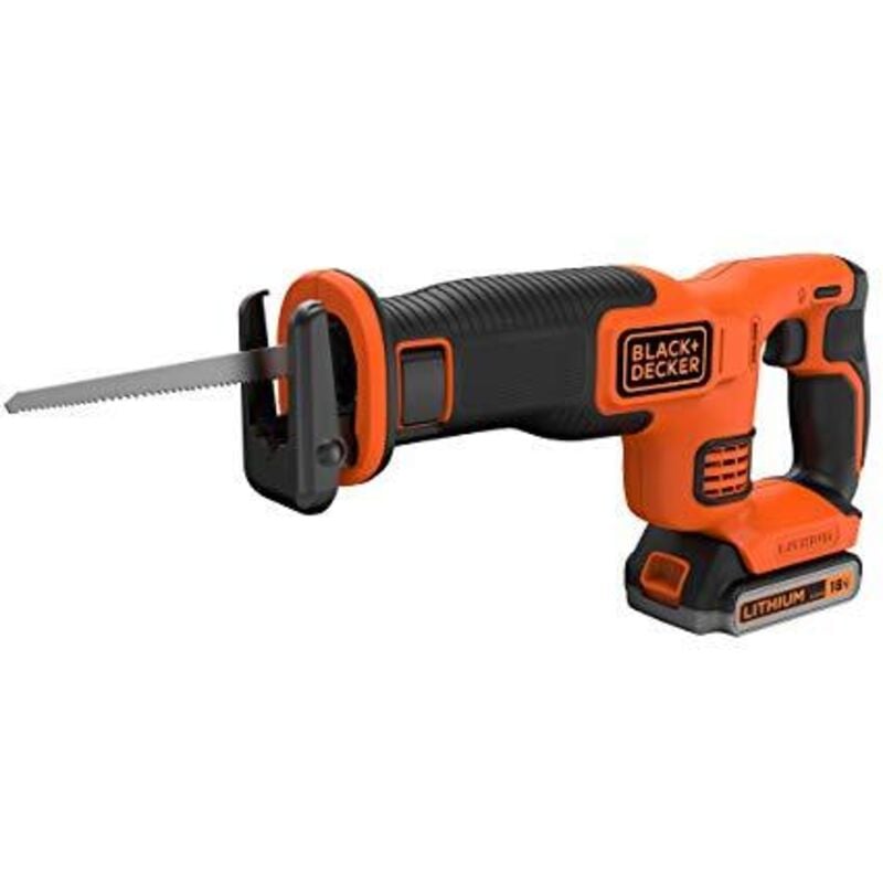 foto del prodotto black+decker, sega a sciabola senza fili, 1 batteria, 1 lama da 140 mm, 18 v. bdcr18e1-qw