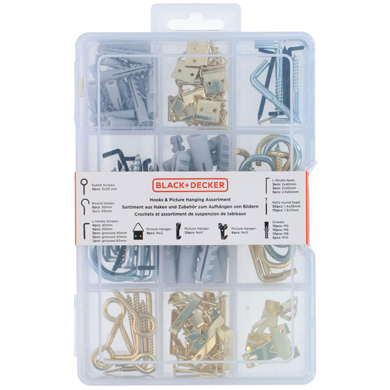 foto del prodotto black decker set of plugs, sockets and hooks 198 parts