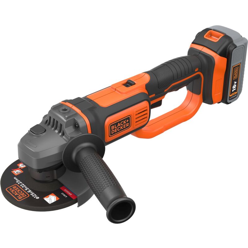 foto del prodotto black decker smerigliatrice angolare a batteria black decker bcg720m1 qw disco 115 125 mm 18v 4ah caricabatterie rapido 1 a soft bag