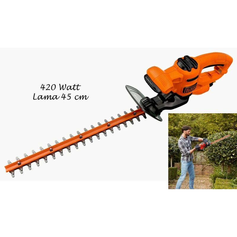 foto del prodotto black decker tagliasiepi motore elettrico 420 w lama 45cm potatore professionale