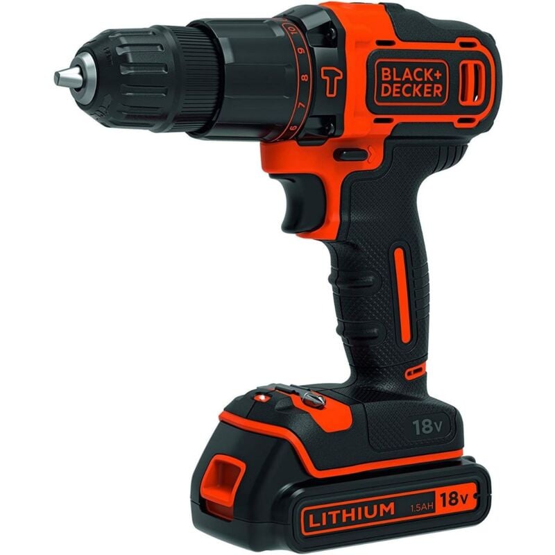 foto del prodotto black decker trapano a percussione a batteria 2 velocit 18v black decker con 1 batteria 18v 1,5ah caricabatterie bdchd18 qw