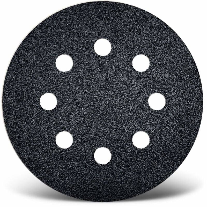 foto del prodotto black dischi abrasivi velcrati, 125 mm, 8 fori, p. levigatrici rotorbitali, carburo di silicio 50 pz. g150 menzer