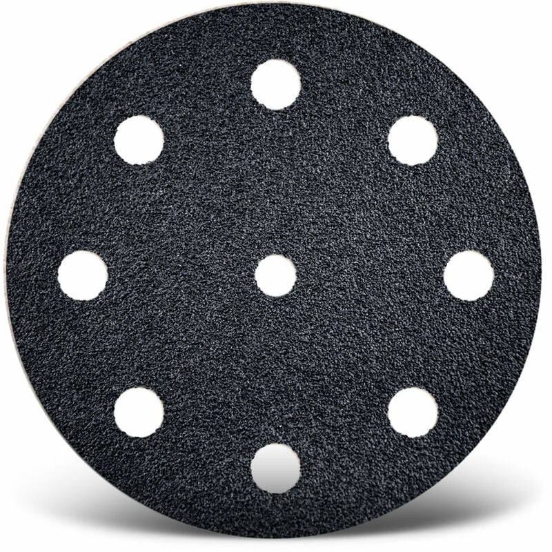 foto del prodotto black dischi abrasivi velcrati, 125 mm, 9 fori, p. levigatrici rotorbitali, carburo di silicio 50 pz. g150 menzer