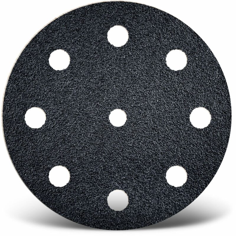foto del prodotto black dischi abrasivi velcrati, 125 mm, 9 fori, p. levigatrici rotorbitali, carburo di silicio 50 pz. g800 menzer