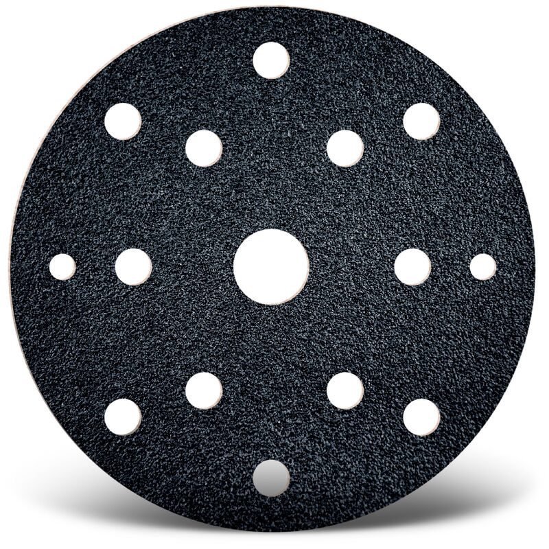 foto del prodotto black dischi abrasivi velcrati, 150 mm, 15 fori, p. levigatrici rotorbitali, carburo di silicio 25 pz. g24 menzer