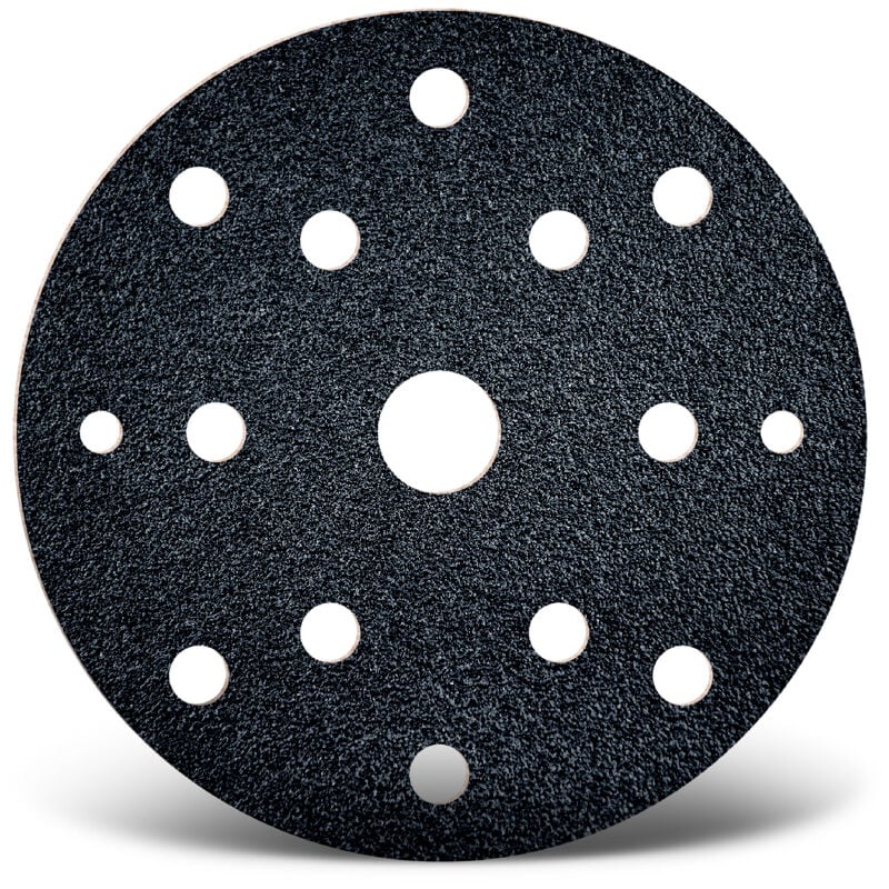 foto del prodotto black dischi abrasivi velcrati, 150 mm, 15 fori, p. levigatrici rotorbitali, carburo di silicio 50 pz. g120 menzer