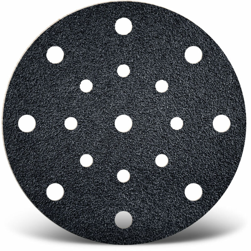 foto del prodotto black dischi abrasivi velcrati, 150 mm, 17 fori, p. levigatrici rotorbitali, carburo di silicio 50 pz. g100 menzer