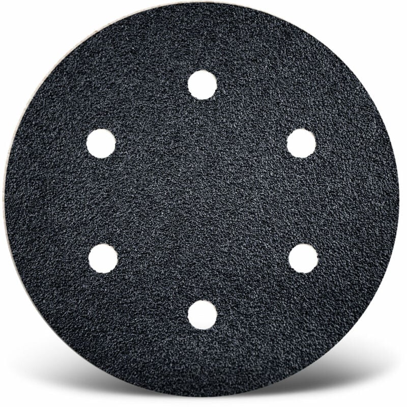 foto del prodotto black dischi abrasivi velcrati, 150 mm, 6 fori, p. levigatrici rotorbitali, carburo di silicio 50 pz. g120 menzer