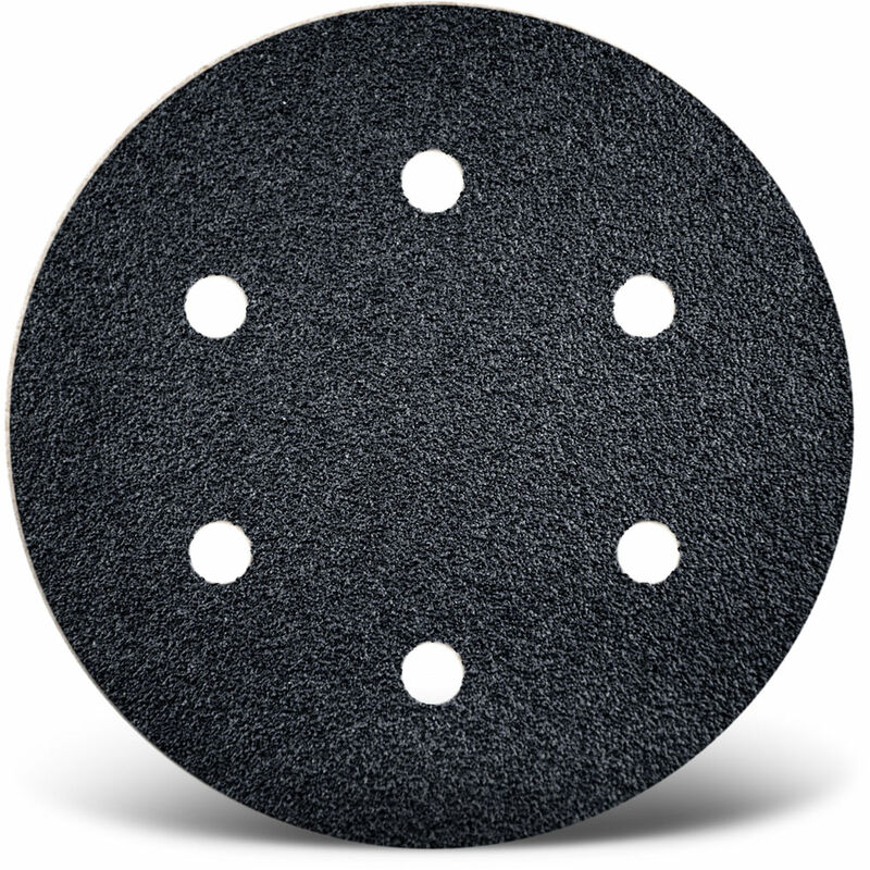 foto del prodotto black dischi abrasivi velcrati, 150 mm, 6 fori, p. levigatrici rotorbitali, carburo di silicio 50 pz. g40 menzer