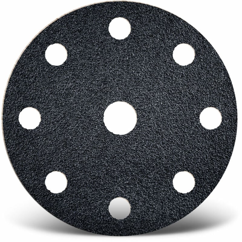 foto del prodotto black dischi abrasivi velcrati, 150 mm, 9 fori, p. levigatrici rotorbitali, carburo di silicio 50 pz. g240 menzer