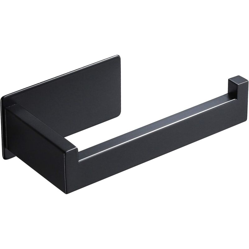 foto del prodotto black toilet paper holder, toilet roll holder for bathroom and kitchen, sus304 stainless steel, self adhesive