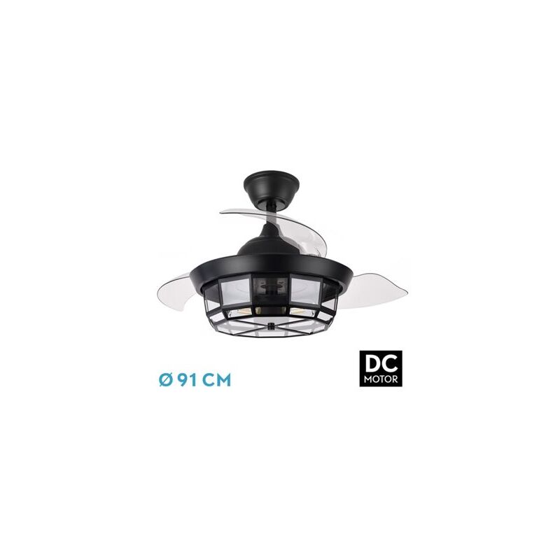 foto del prodotto black tornado dc fan 3xe27 91d 3 pale orientabili 6 velocit con telecomando e timer
