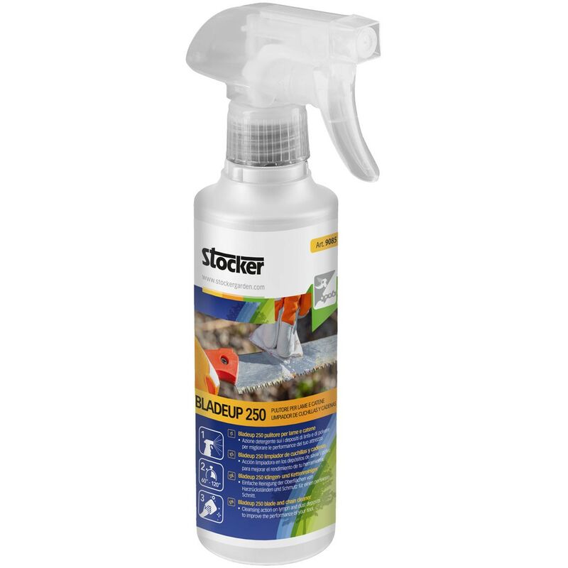 foto del prodotto bladeup 250 pulitore per lame e catene 250 ml stocker