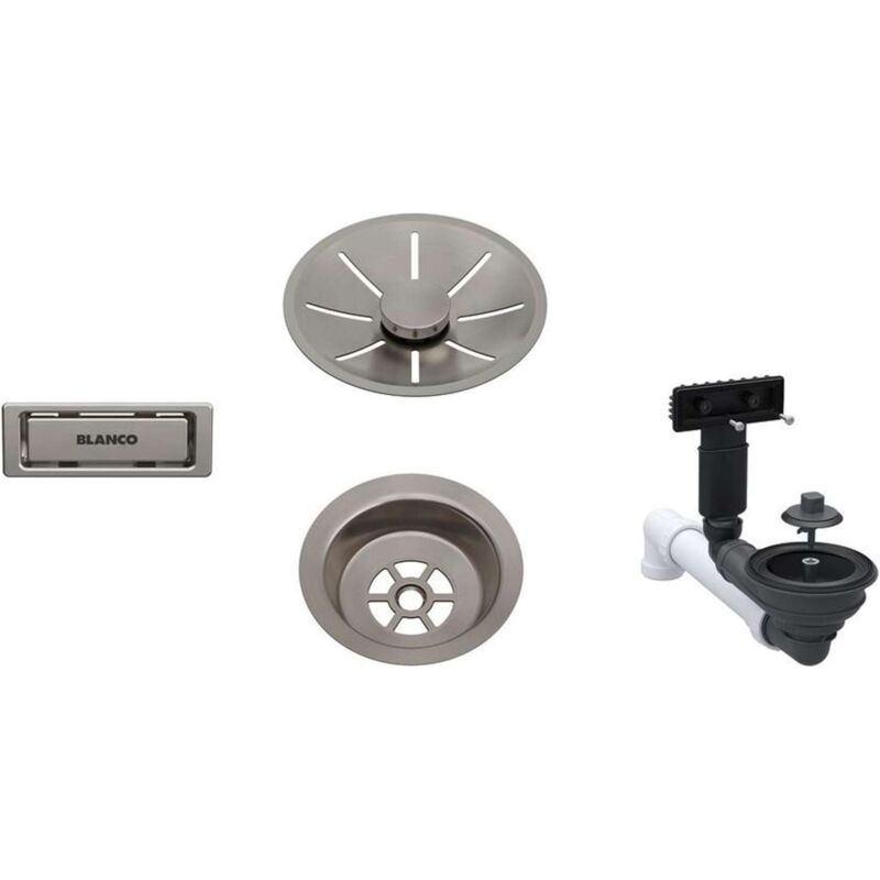 foto del prodotto blanco complementi per lavelli kit di scarico infino, color platino 207425