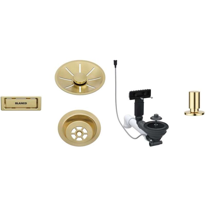 foto del prodotto blanco complementi per lavelli kit di scarico infino, con comando dello scarico, color oro 207427