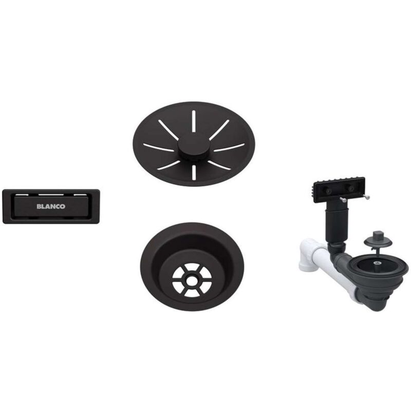 foto del prodotto blanco complementi per lavelli kit di scarico infino, nero opaco 207422