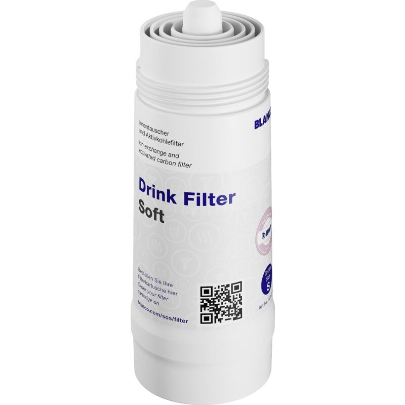 foto del prodotto blanco filtro per bevande soft s meno calcare. pi sapore. adatto a drink.soda choice.all cartuccia filtro anticalcare ottimizza l acqua