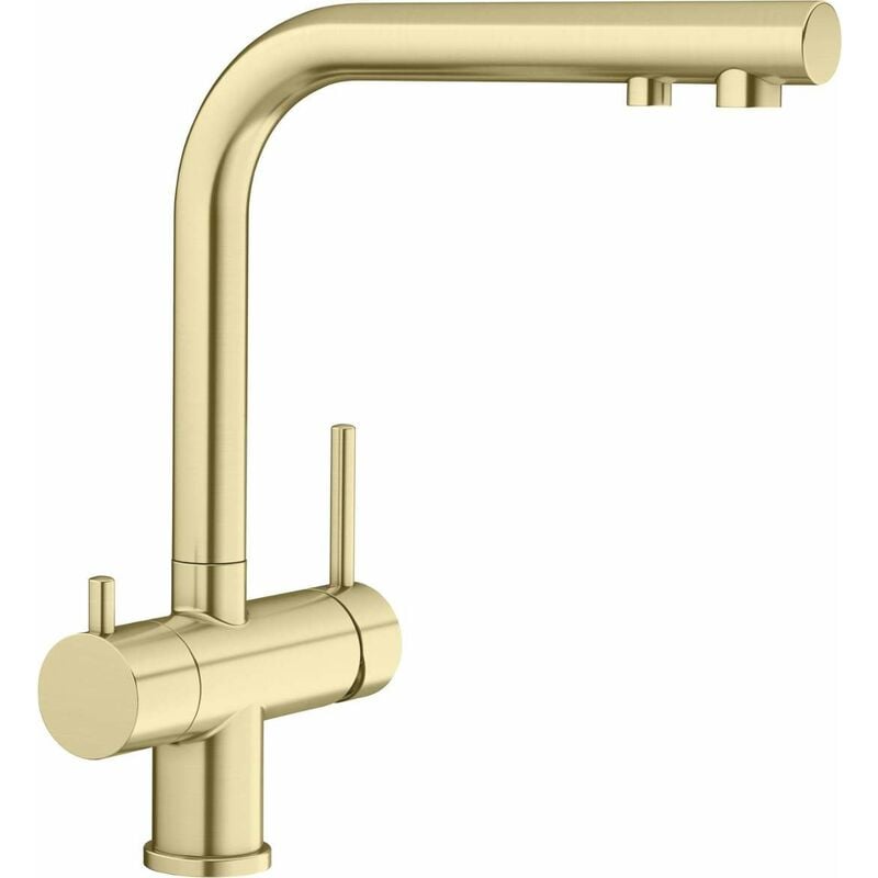 foto del prodotto blanco fontas ii miscelatore da lavello con funzione di filtraggio, color oro satinato 526692