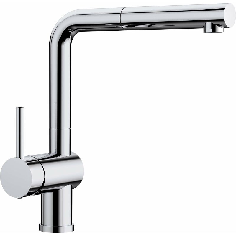 foto del prodotto blanco linus s 514016 rubinetto miscelatore da cucina con bocchetta estraibile e leva di comando a sinistra, alta pressione, cromato