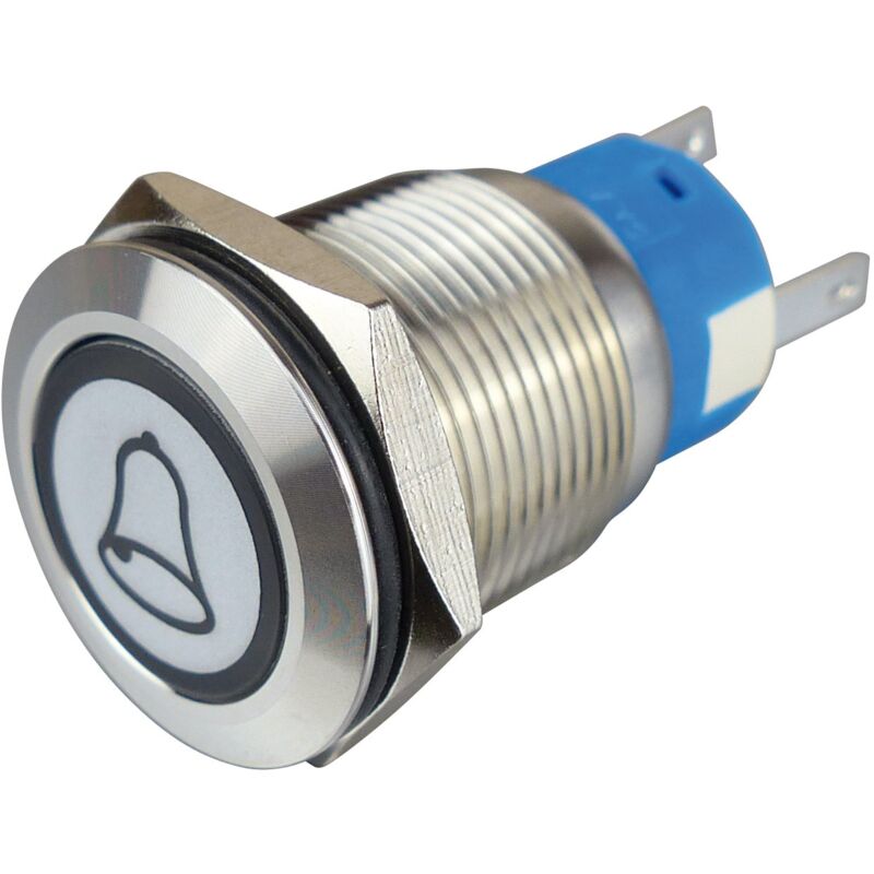 foto del prodotto blanko 207359 pulsante in metallo con simbolo del campanello e illuminazione ad anello, apriporta, 1 chiave, 19 mm, colore bianco