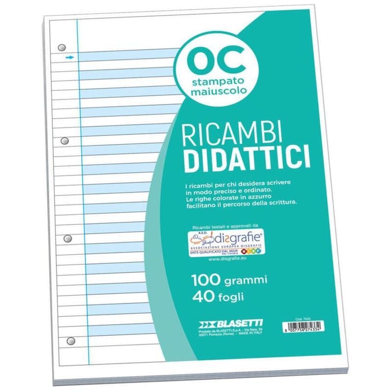 foto del prodotto blasetti 7433 quaderno per scrivere a4 40 fogli multicolore