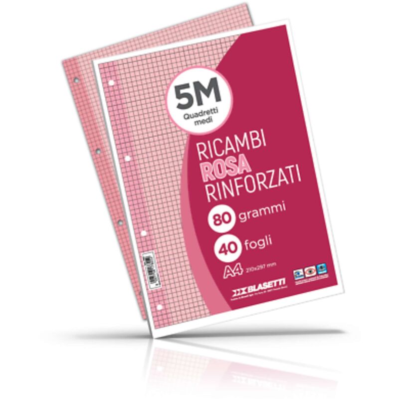 foto del prodotto blasetti ricambi maxiquaderni rinforzati color rosa 40ff. 80gr. 5mm x30