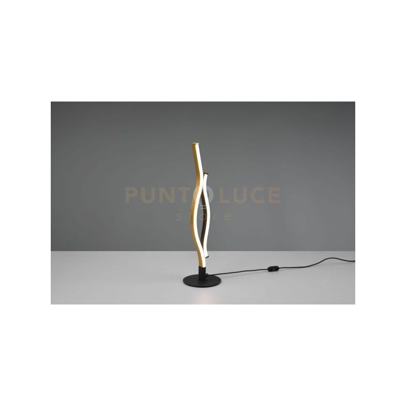 foto del prodotto blaze lampada da tavolo led 8w 900lm, 2300 3000 4000k ondulata metallo ottone e nero dimmerabile con interruttore touch h. 48cm