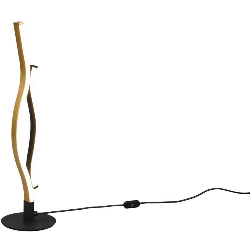 foto del prodotto blaze lampada da tavolo led ondulata metallo ottone e nero con regolazione intensita e temperatura di colore della luce con interruttore touch h.