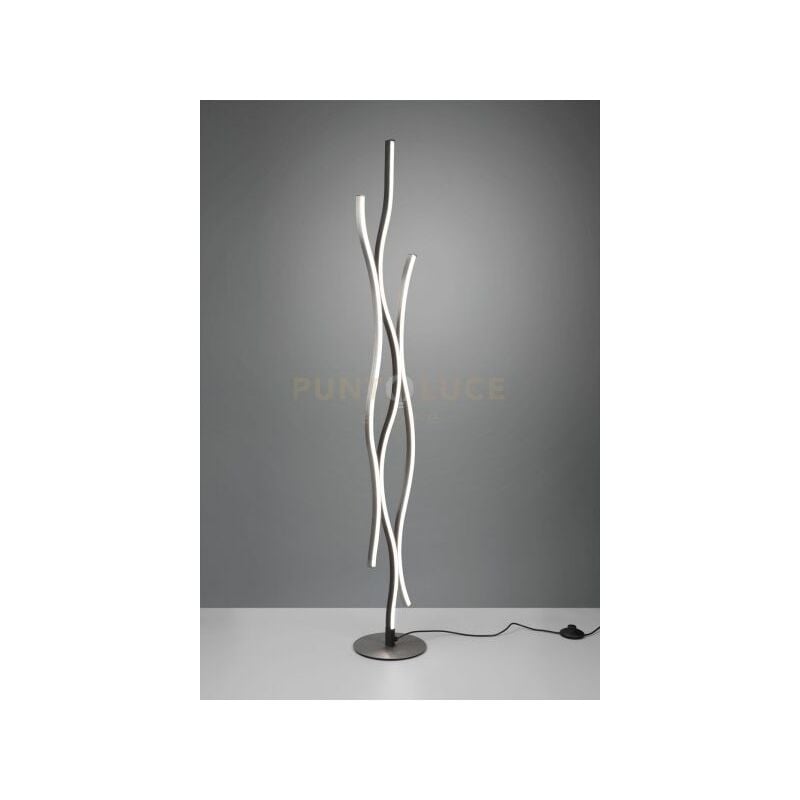 foto del prodotto blaze piantana led 28w 3250lm, 2300 3000 4000k ondulata metallo alluminio e nero dimmerabile con interruttore h. 138cm